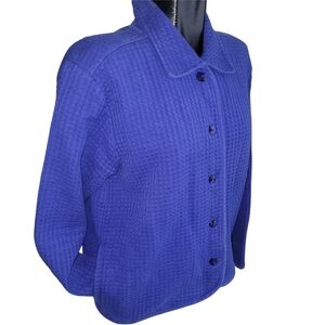 Cabela's Royal Blue Waffle Knit Button-Up Light Jacket Size L